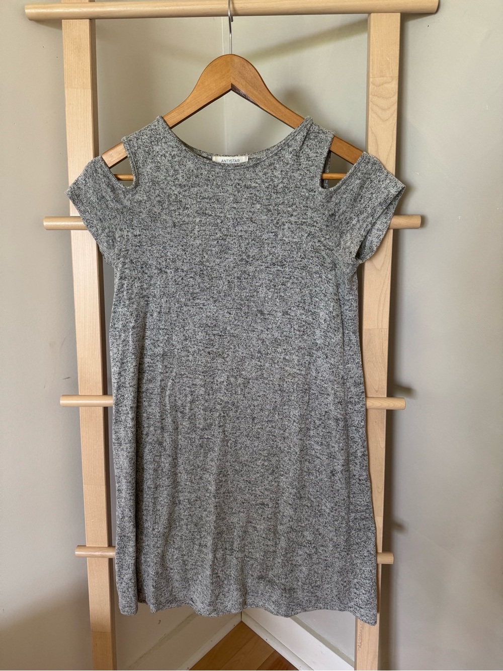 Heather Gray Cold-Shoulder Mini Dress